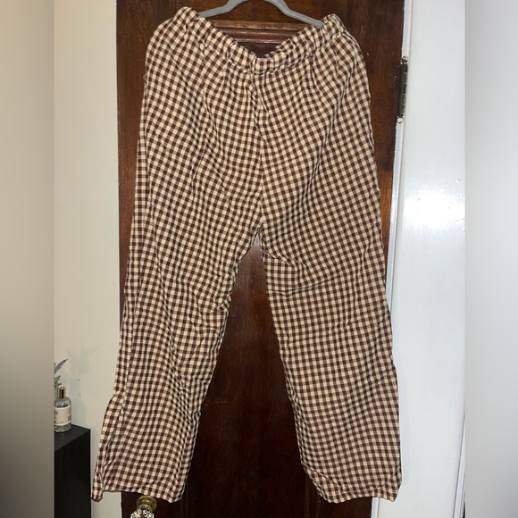 Brown Checkered Drawstring Pants - Picture 2 of 4